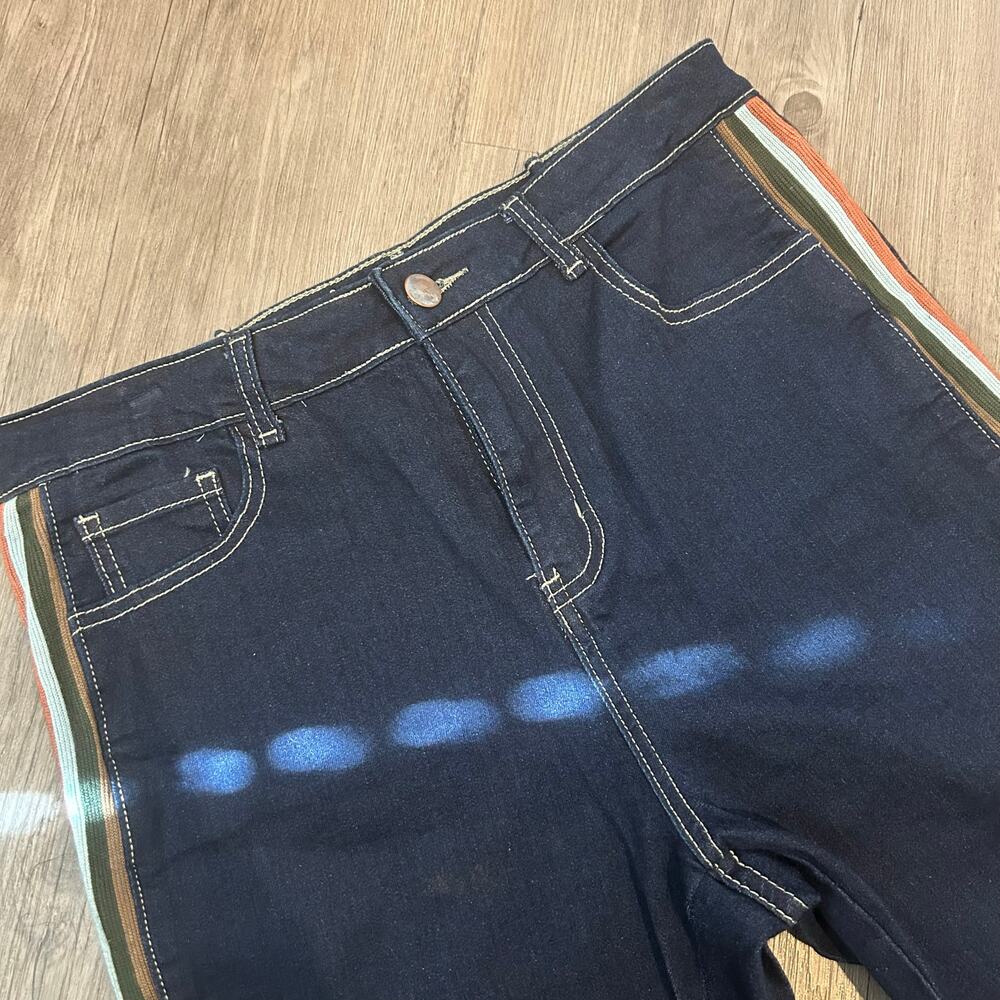 Nasty Gal Denim High- Waisted Black Striped Vintage Jeans Size 8
